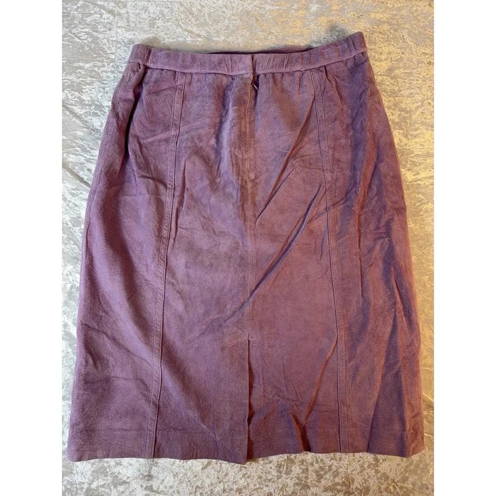 Vintage Terry Lewis Purple Suede Leather Midi Pencil Skirt NWT Women's 14